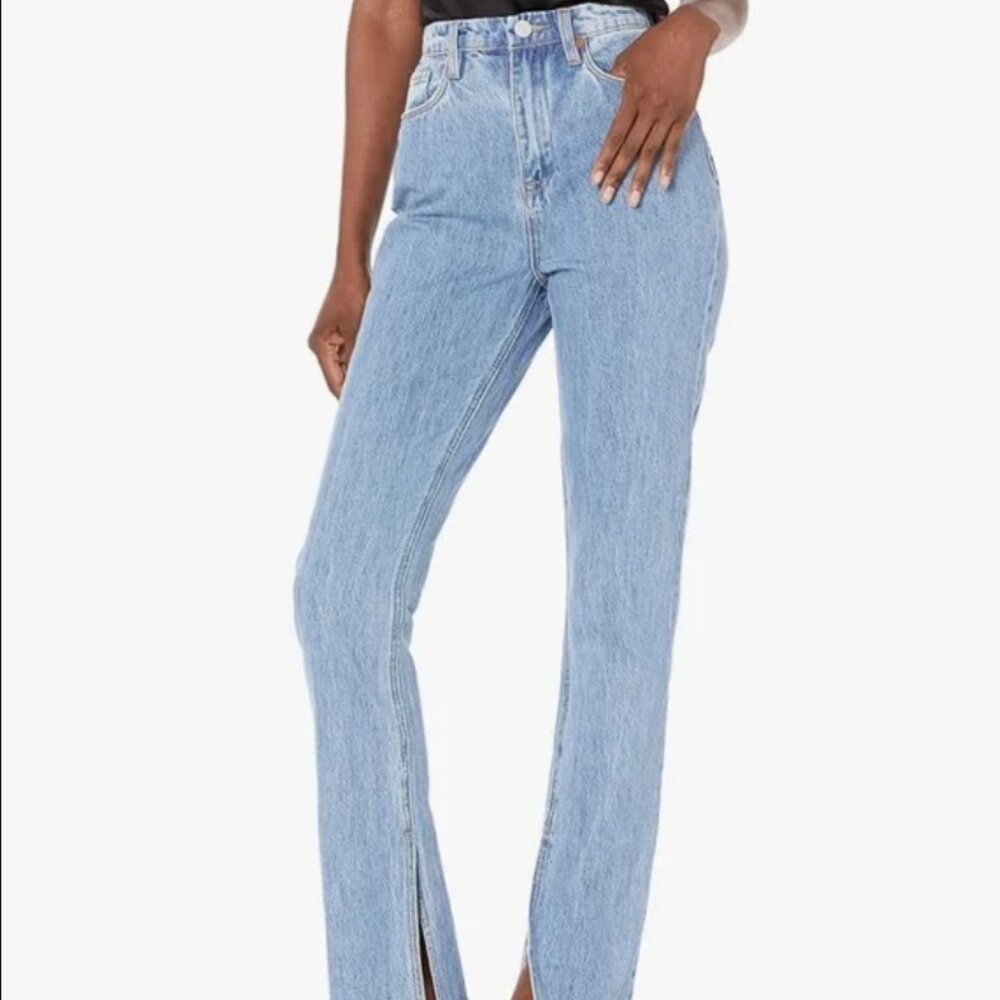 Blank NYC The Cooper Long Slim Straight Jeans Light Wash High Rise Size 28